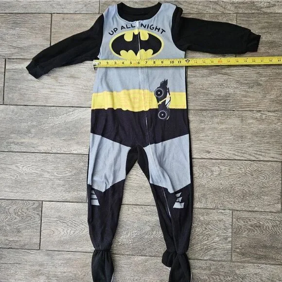 DC Comics Batman Kids One Piece Pajama Black and Gray - Picture 3 of 7